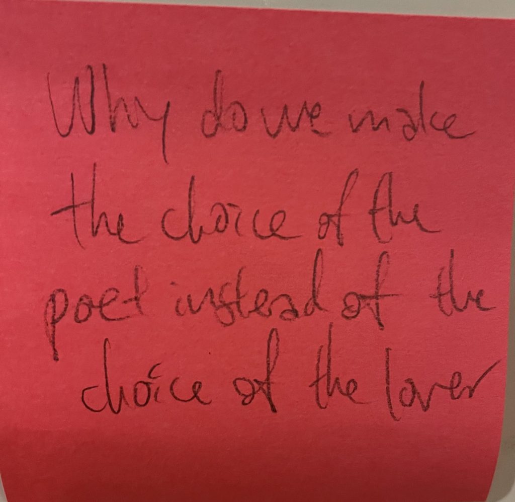 Why do we make the choice of the poet instead of the choice of the lover?