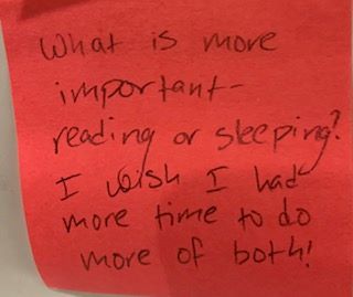 What is more important, reading or sleeping? I wish I had more time to do more of both!!