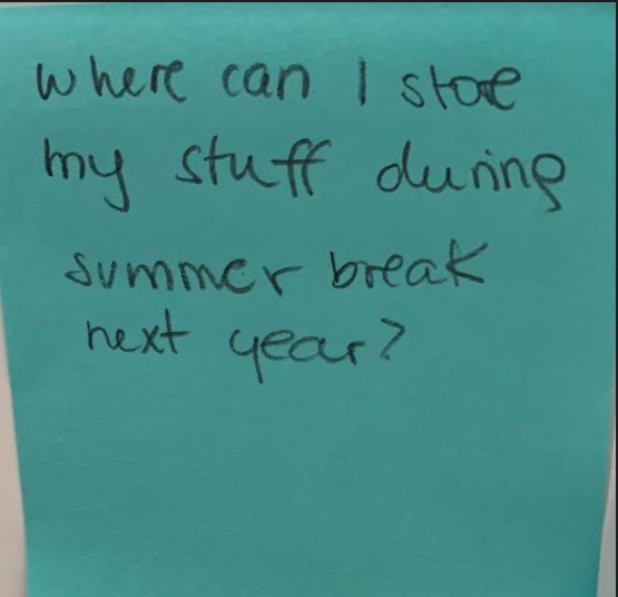 Where can I store my stuff during summer break next year?