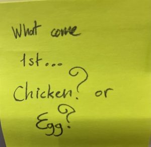 What came first… Chicken? or Egg? – The Answer Wall