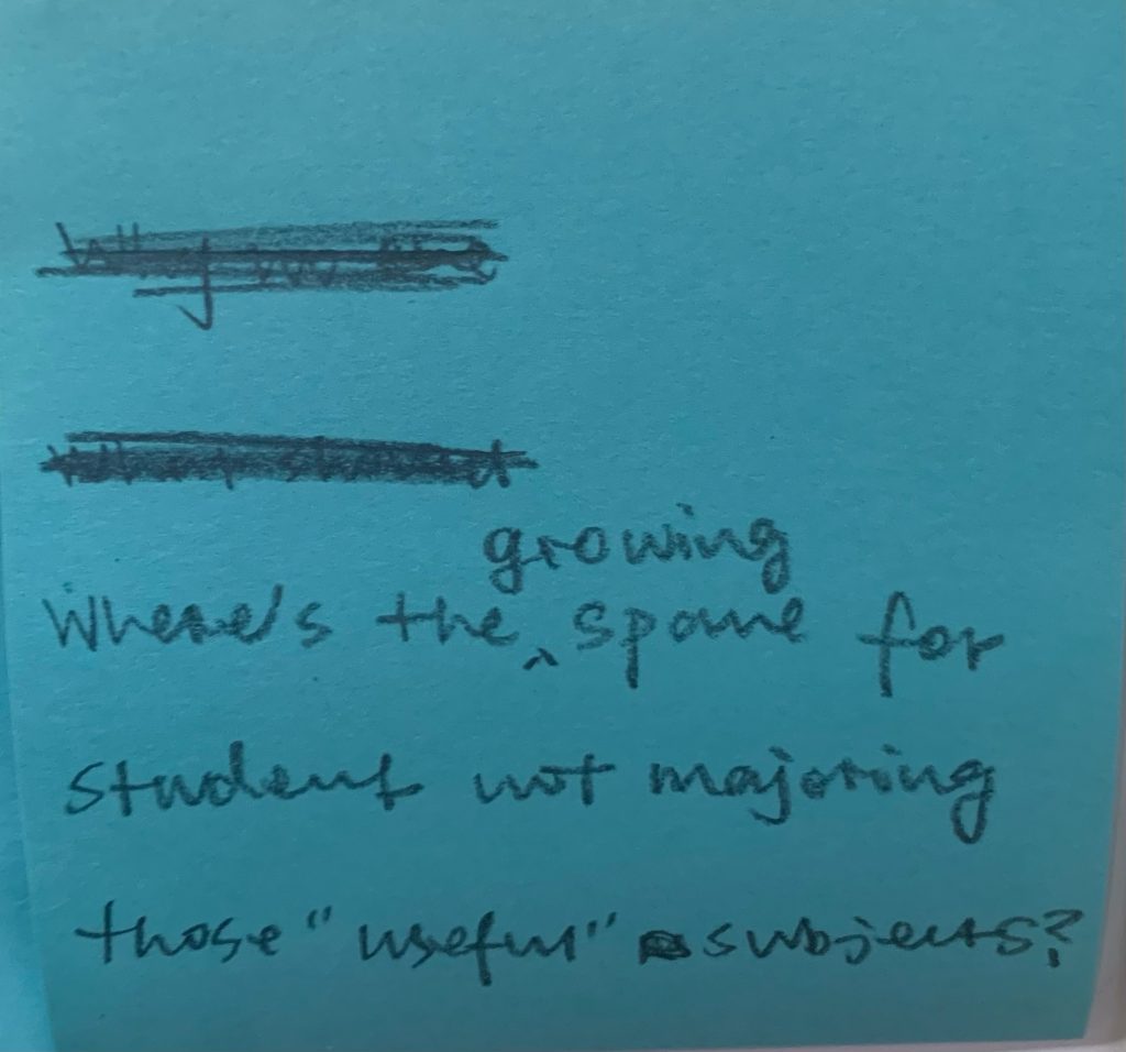 Where's the growing space for students not majoring those "useful" subjects?