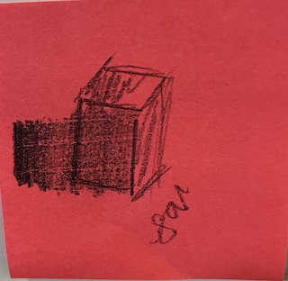 [Drawing of a box with initials signed]