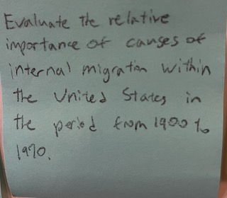 Evaluate the relative importance of causes of internal migration within the United States in the period from 1900-1970.