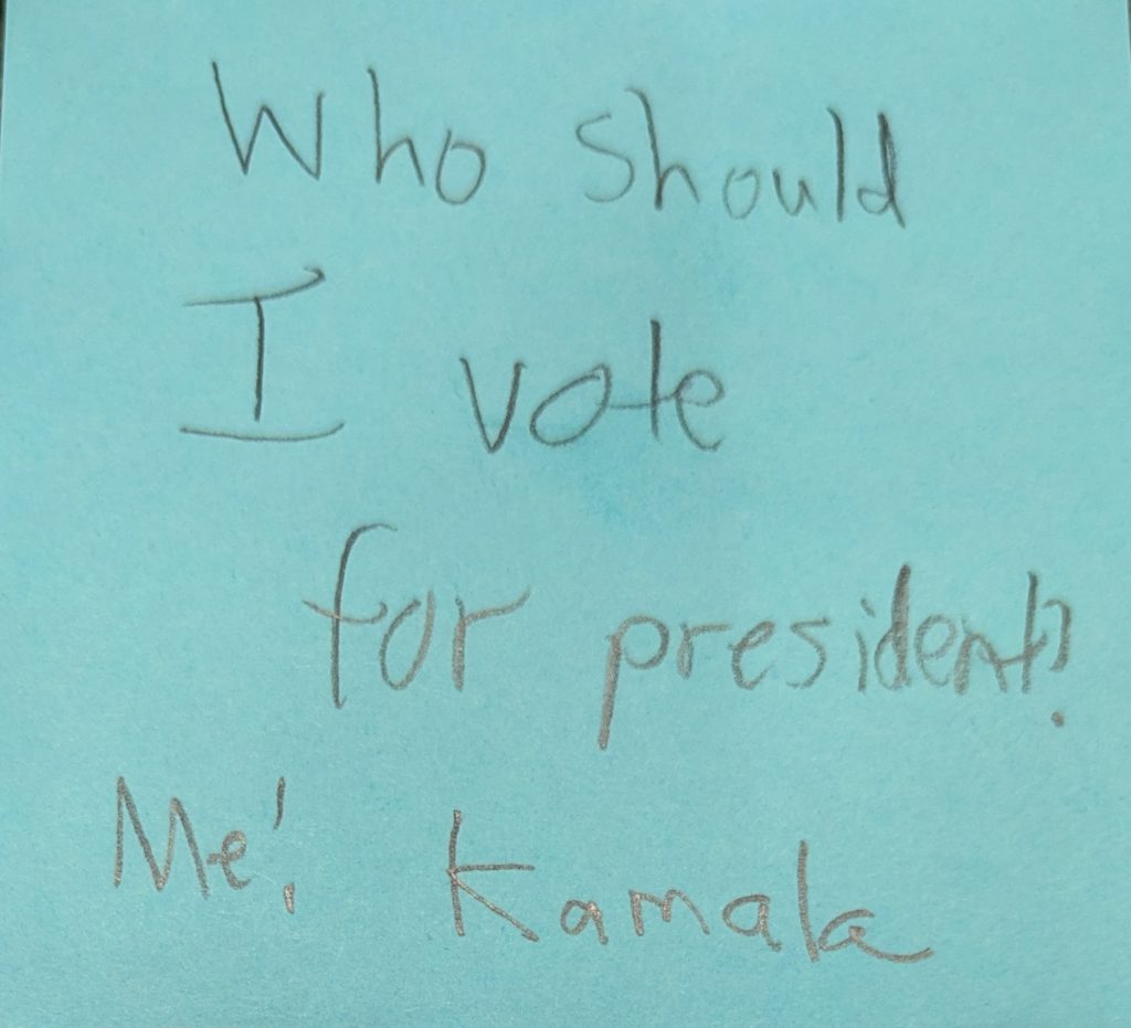 Who should I vote for president? (Me! Kamala..response from anonymous)