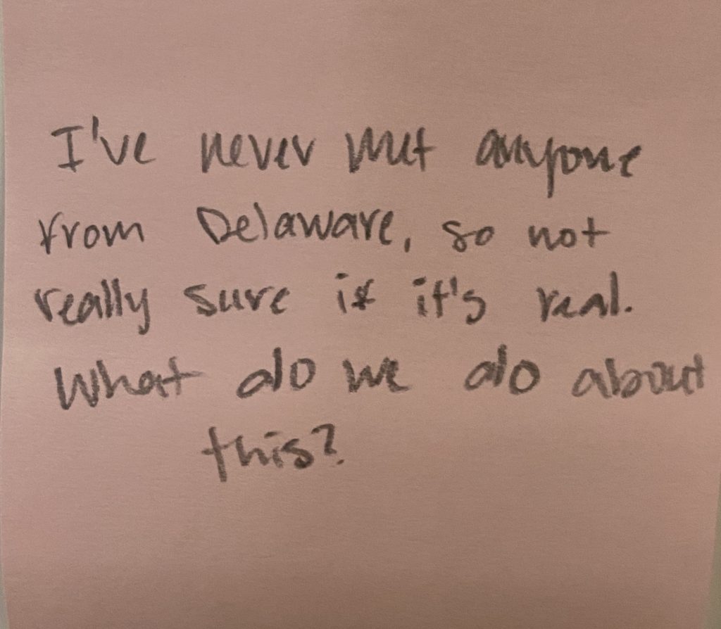 I've never met anyone from Delaware, so not really sure if it's real. What do we do about this?
