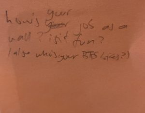How's your job as a wall? Is it fun? (Also who's your BTS bias?)