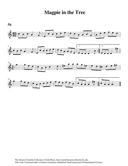 And now to confuse things even more or, as they say at home in Ireland, 'to throw more turf on the fire', my brother Martin Connolly here plays 'Magpie in the Tree', which is yet another version of the classic jig 'Bryan O'Lynn'. Martin, a great accordion player and the maker of the 'Kincora' accordion, told me that the County Kerry fiddle player Johnny Cronin played this jig for him over the phone. Johnny was in New York and Martin was in John's sister's house near Killarney.