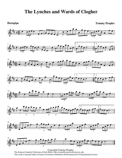 Throughout its illustrious career, the celebrated Kilfenora C&eacute;il&iacute; Band from north County Clare has had various band members with the surnames Lynch and Ward, including P.J. Lynch, Tom Ward, and Jimmy Ward. This composition by the extraordinary Tommy Peoples &ndash; who was himself a member of that great band &ndash; gives well-deserved honour to the Lynch and Ward families for their great contributions to Irish music.