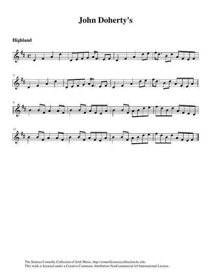 I loved the times that I visited with John Doherty, the fiddle master from County Donegal. Playing music with him was an inspiration. Hearing his stories and listening to him play made me ask myself why I even bothered to play the fiddle. Mr. Doherty was so encouraging and generous with his music, and I treasure the tapes that he made for me. The highland played here by Paddy Glackin was recorded by piper and producer Peter Browne from Raidi&oacute; Teilif&iacute;s &Eacute;ireann during a visit that Sandy and I made to the Dublin studios. Thanks, boys. John Doherty would be proud of your rendition.