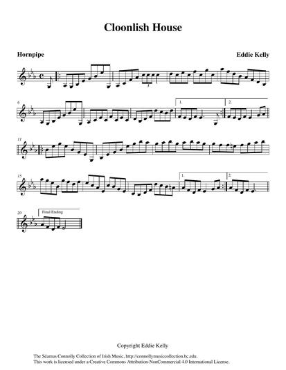 'Cloonlish House' was played for me years ago by its composer, Eddie Kelly. This hornpipe is played creatively and wonderfully here by Liz Carroll. <span id="docs-internal-guid-ae9627a6-30a3-3b0a-06d3-5d501d30f8e9"><span>Liz's masterful interpretation seems to slowly open the doors of Cloonlish House, inviting all of us in.</span></span>