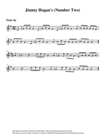 Another of Jimmy Hogan's North County Clare tunes. It is played here, as was <a href="https://library.bc.edu/ds/connolly/document/463" target="_self">'Jimmy Hogan's Number One'</a>, by Josephine Keegan on fiddle.