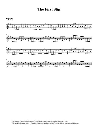 On that night in Ennis in the home of my brother Martin and his wife Pauline (see <a href="https://library.bc.edu/ds/connolly/document/585" target="_self">&lsquo;John Egan&rsquo;s&rsquo;</a>), I thought I had captured Kevin Crawford playing a slip jig called 'What Care I For The Minister?' However, in the confusion, commotion, and mayhem that ensued when we realised that the tape recorder had been unplugged, it turned out that the slip jig Kevin played that evening was one called 'The First Slip'. <br /><br />Featured here on this track, this melody also appears in <em>The Dance Music of Willie Clancy</em>, a collection compiled by Pat Mitchell and published in 1976. Everything turned out just fine, as it happens: 'The First Slip' is a wonderful melody, and I was able to get my friend Kathleen Guilday to play 'What Care I For the Minister?', found <a href="https://library.bc.edu/ds/connolly/document/538" target="_self">elsewhere</a> in this collection.