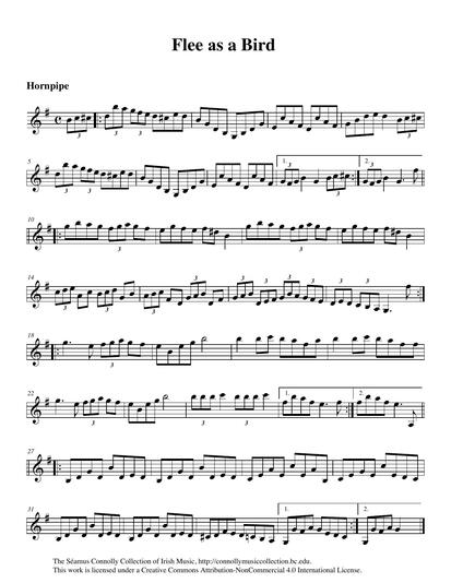 A two-part version of 'Flee as a Bird' is another tune which I recorded from Julia Clifford and her son Billy in the early 1960s. It can be heard <a href="https://library.bc.edu/ds/connolly/document/443" target="_self">elsewhere</a> in the collection. Here, a longer setting of the tune, which can be found in <em>Ryan's Mammoth Collection</em>, is performed by the wonderfully talented Kimberley Fraser from Cape Breton, Nova Scotia, Canada. Kimberley spent a few days with Sandy and me in our home in Maine, and we had lots of laughs and great music.