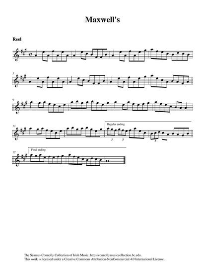 The inimitable fiddle master Se&aacute;n Maguire recorded this tune, with Josephine Keegan at the piano, on one of their records. Here we hear Gr&aacute;inne Murphy giving us her special rendition of Maxwell's Reel.