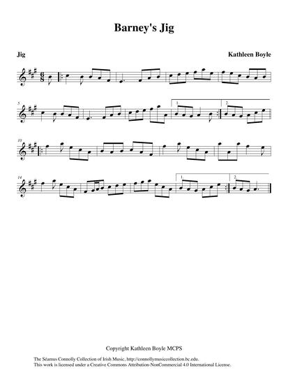 This track comes to us courtesy of Kathleen Boyle from Glasgow. Kathleen recorded it in Donegal in 2011 in the county where her grandfather, the great N&eacute;illidh Boyle, lived. Kathleen carries on her grandfather's tradition of composing as she plays her own tune, 'Barney's Jig'.