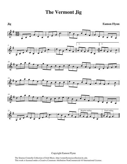 Another composition from the multi-instrumentalist Eamon Flynn from Mountcollins in County Limerick. Eamon moved from Boston to The Green Mountain State, Vermont, in 1987. His memories of the hills and fishing brooks of this beautiful state in New England live with him now as he enjoys his retirement (not from music!) in his native Limerick. We hear him playing his own composition with our mutual friend Helen Kisiel playing piano, on a track taken from Eamon's CD <em>Down by the Glenside</em>. Courtesy of Eamon and Helen, I give you 'The Vermont Jig'.