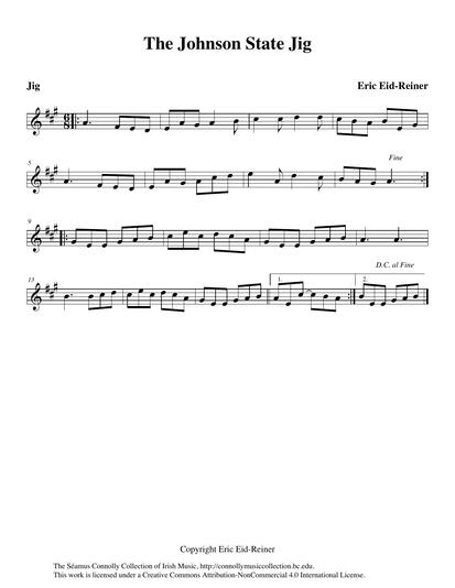 Another tune that Eric Eid-Reiner played for me during that <a href="https://library.bc.edu/ds/connolly/document/502" target="_self">early morning recording session</a> in Gasson Hall on the Boston College campus. Eric told me that he wrote the jig after listening to a lively session at Johnson State College in Vermont. The music session was part of the Northeast Heritage Music Camp.