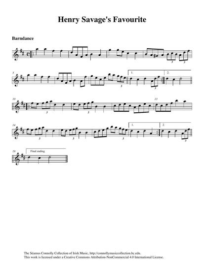I first heard this tune on a long-playing record titled <em>Music from the Glens</em>, featuring the musical Quinn family from New York. Mr. Louis Quinn, father of this talented family, was a fiddle player who came to America from South Armagh. Mr. Quinn probably heard this tune growing up in that beautiful part of the county, an area well-known for Irish music and c&eacute;il&iacute; dancing. The tune gets its name from Henry Savage, who came from a long lineage of fiddle players in that area. Here, Shannon Heaton plays her interpretation of this barndance. I am very grateful to Shannon and her husband Matt, who so generously took time from their busy schedules to come all the way from Boston to spend time with Sandy and me, for playing such delightful music for this project.