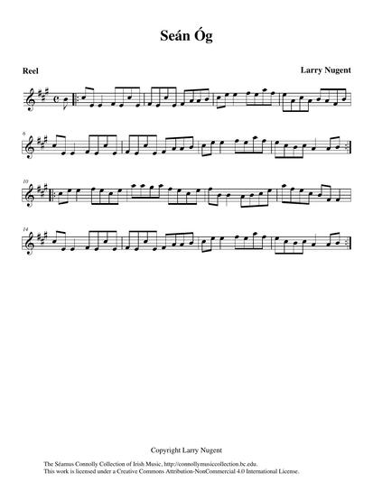 Another composition of Larry Nugent, who plays a reel named for one of his twin sons, Se&aacute;n. The contribution of the boy's father and his grandfather, Sean Nugent Sr., to Irish music and culture will have a lasting impact. Let's hope that Se&aacute;n &Oacute;g and his brother Emmet carry on the family tradition.