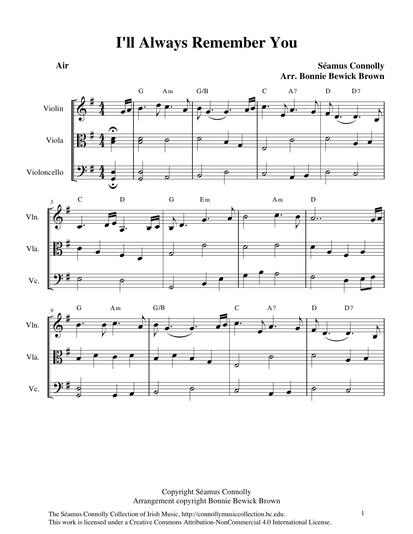 Performed by my friend Bonnie Bewick Brown on violin, along with her friends Julianne Lee on viola and Mickey Katz on cello, this tune came to me on the morning in 1988 when my mother passed on to her place of eternal joy and rest. Being away from one's homeland and receiving a phone call at 6 A.M. somehow sends chills through your body. Usually, these calls relay some bad news or something you would prefer not to hear. 'Yes, Mama has died,' my brother Michael said. For some unknown reason, when I hung up the phone the first thing that I did was take out my fiddle and play. And play I did, all the while thinking of the music we had in our home as I was growing up. I played some of the tunes that my mother taught me, and I thought of all that she did for me as I endeavoured to play the music that I loved. Somehow and from someplace, this tune came to me. I went to Ireland that night and said goodbye to my Mom and when I returned to this great United States I began to work on the tune and make it my own. Looking back now over the last twenty-six years, I have come to realise that this was the last tune that my mother, Lena, gave to me. The beautiful arrangement of the melody comes to us courtesy of Bonnie. Bless you, my friend. Lena Connolly will always be remembered.