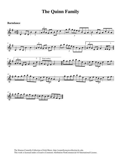 Shannon and Matt Heaton give vibrant life to a barndance which I first heard on the long-playing record <em>Music from the Glens</em>. The album featured the talented Quinn family from New York, hence the title I've given the tune to honour this musical clan led by Mister Louis Quinn of County Armagh.