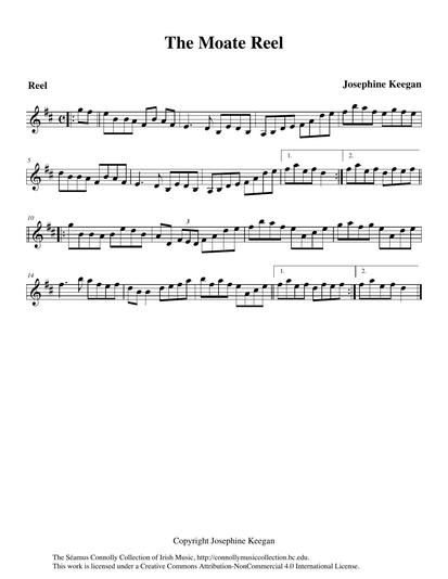 The town of Moate is in County Westmeath. It has a strong musical tradition and at one time had a famous c&eacute;il&iacute; band that made a number of 78 RPM recordings. The late accordionist Brendan McCann, who lived in Connecticut, grew up near Moate. As a tribute to Brendan and his music, Josephine Keegan from County Armagh, whose music is to be found throughout this collection, composed and recorded this track.