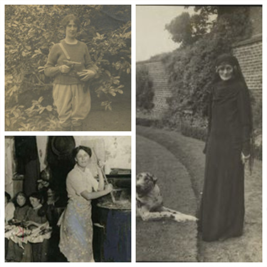 Photo collage of Contstance Markievicz, Maude Gonne, and Mollie Gill