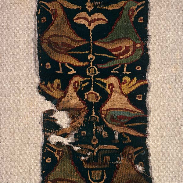 Textile fragment with heraldic birds