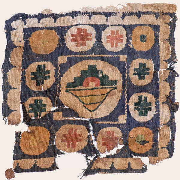 Textile fragment with fruit basket