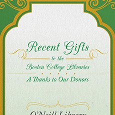 golden and green poster for Recent Gifts exhibit