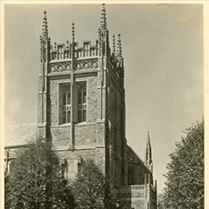 Sepia toned photograph of Burns library