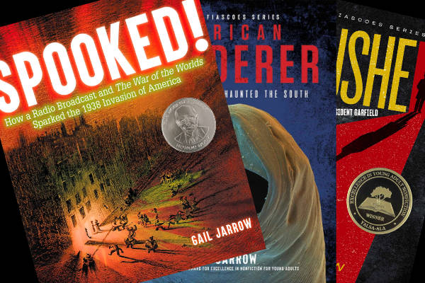 covers of Elizabeth Jarrow's Spooked, American Murderer, and Ambushed