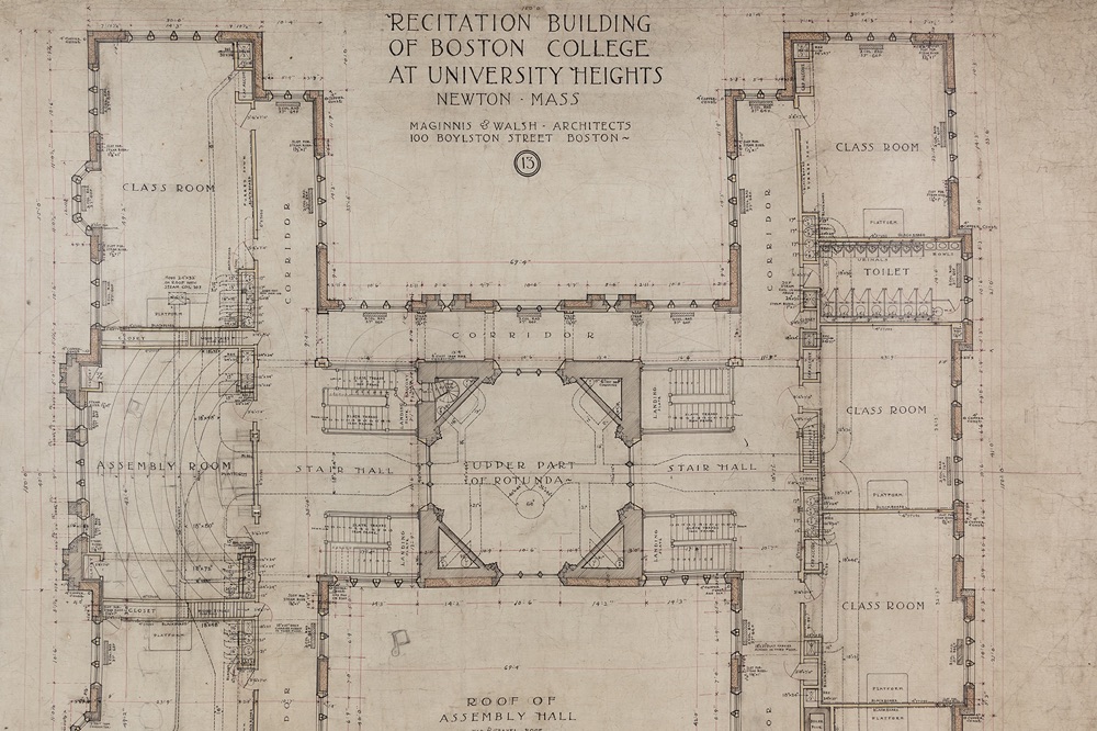 detail of 19th century map of Boston College