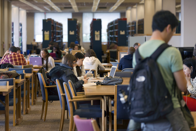 Students studying in the O'Neill Library