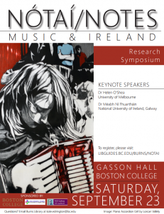 Notes, Music and Ireland Research Symposium, Gasson Hall, BC, Saturday September 23